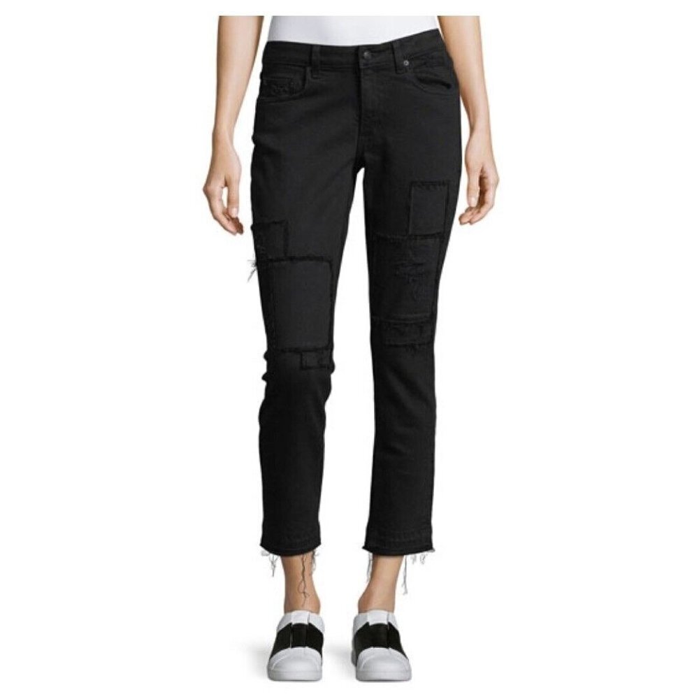 Derek Lam 10 Crosby Mila Slim Girlfriend Jeans Patchwork Black Size 28